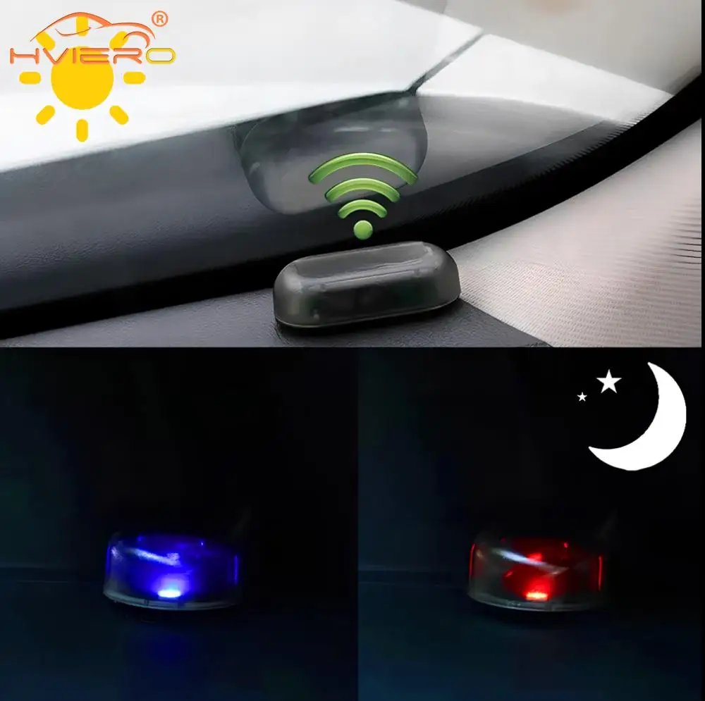 Luzes de advertência sem fio anti-roubo, alarme virtual, luzes de segurança solares automotivos, LED piscando, camuflagem, câmeras decorativas, ladrão