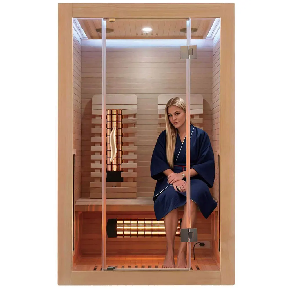 Good Quality Home Two Person Therapy Room Indoor Solid Wood Luxury Far Infrared Sauna Cabin