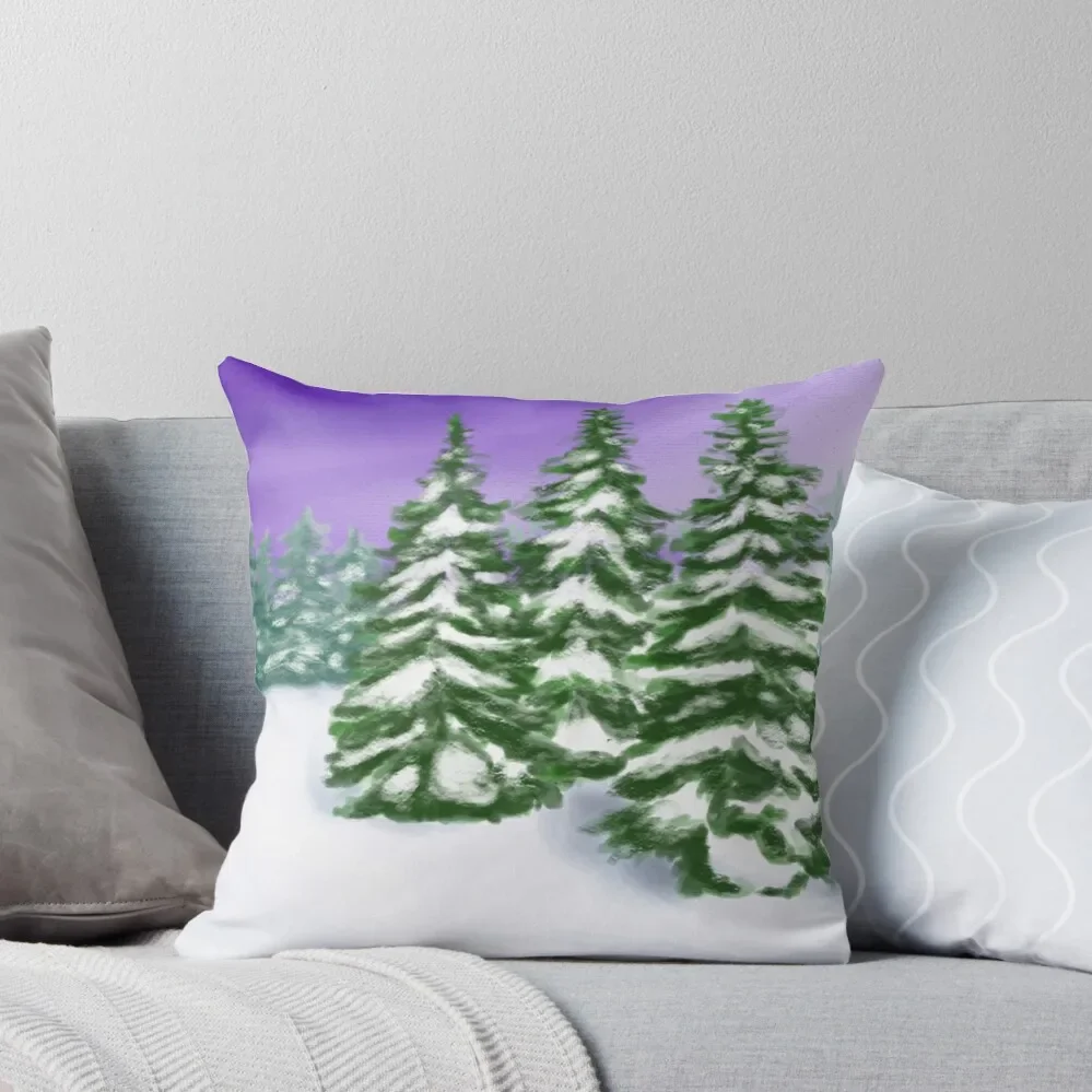 

Winter Trees Throw Pillow Rectangular Cushion Cover Couch Cushions New year pillow