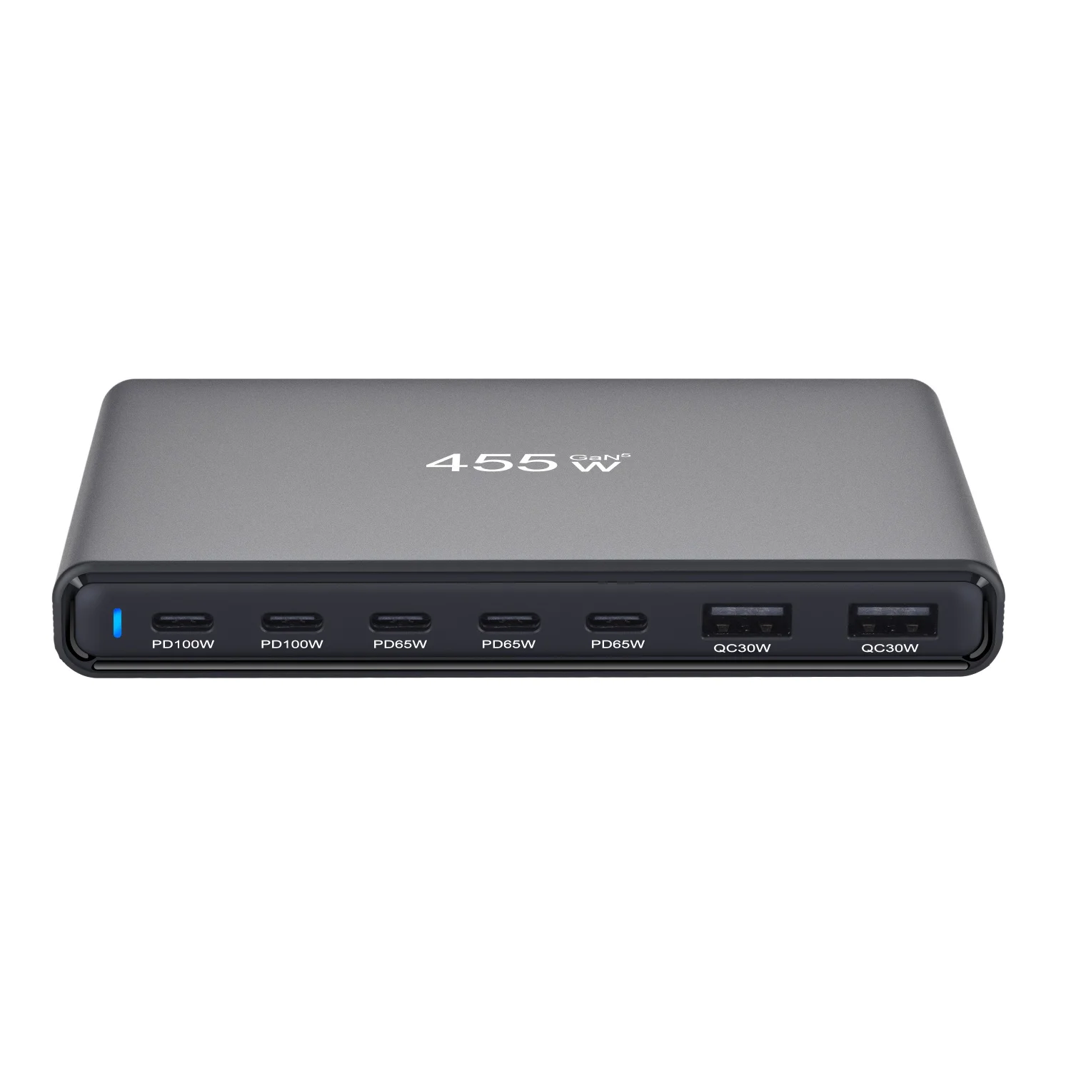 455W Desktop GaN 7-port USB Type C PD Mobile Phone ultra-thin Fast Charger 3.0 For iphone17 16 Samsung Huawei Xiaomi Oppo Vivo