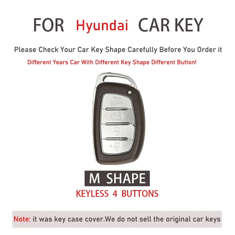 4 Buttons TPU Car Remote Key Case Cover for 2019 2018 2017 2016 2015 2014 2013 Hyundai Elantra Sonata Tucson i40 Holder Keychain