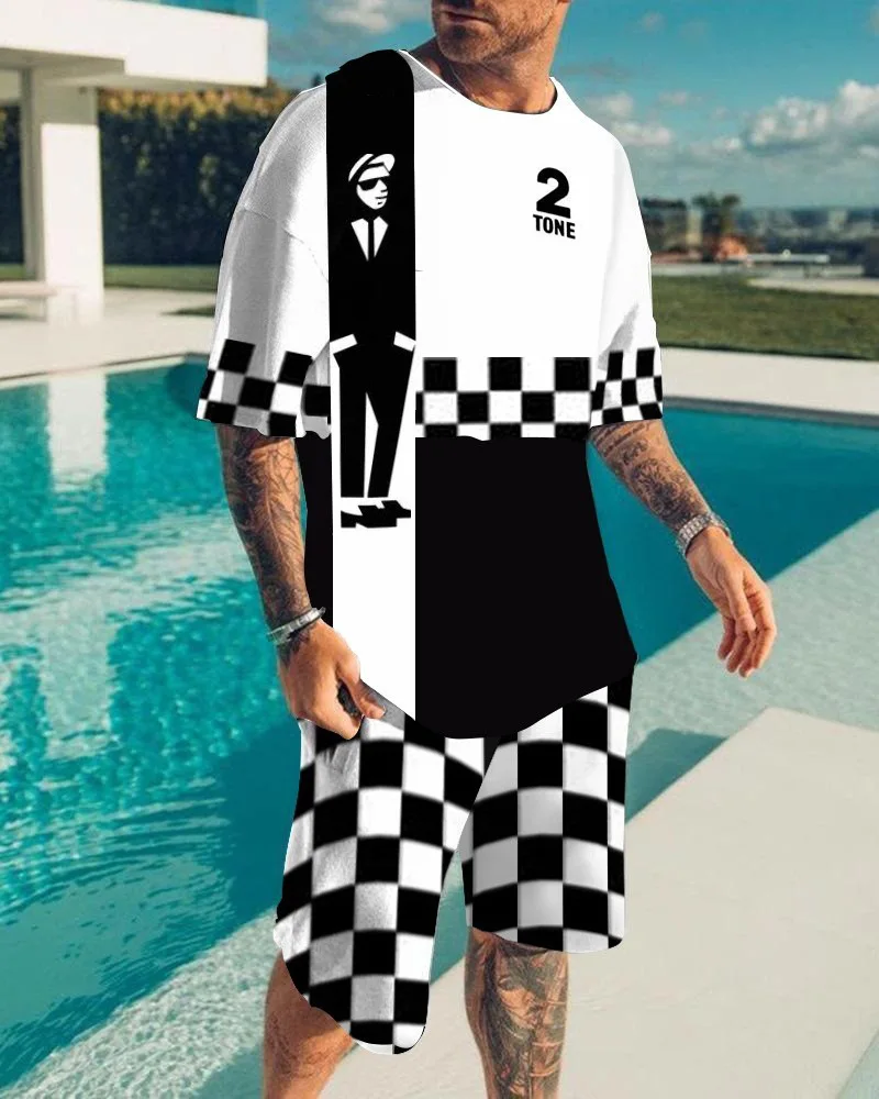 

2025 Summer 3D Print Fashion Leisure Comfortable Set for Men Including T-shirts Shorts Suitable Sports Fitness Activities