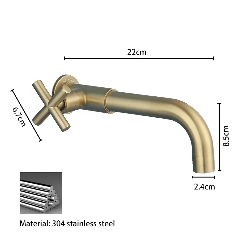 

Fliger Wall Bathroom Faucets Stainless steel Sink Faucet Gold Wall Faucet Single Cold Water Bathroom Faucet Grifos De Baño