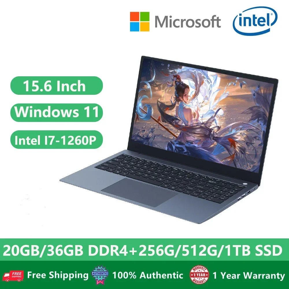 2024แล็ปท็อปสำหรับเล่นเกมคอมพิวเตอร์ PC Windows โน้ตบุ๊ค11รุ่น12th Intel 12คอร์ I7-1260P แรม36GB + 2TB RJ45โลหะ Type-C