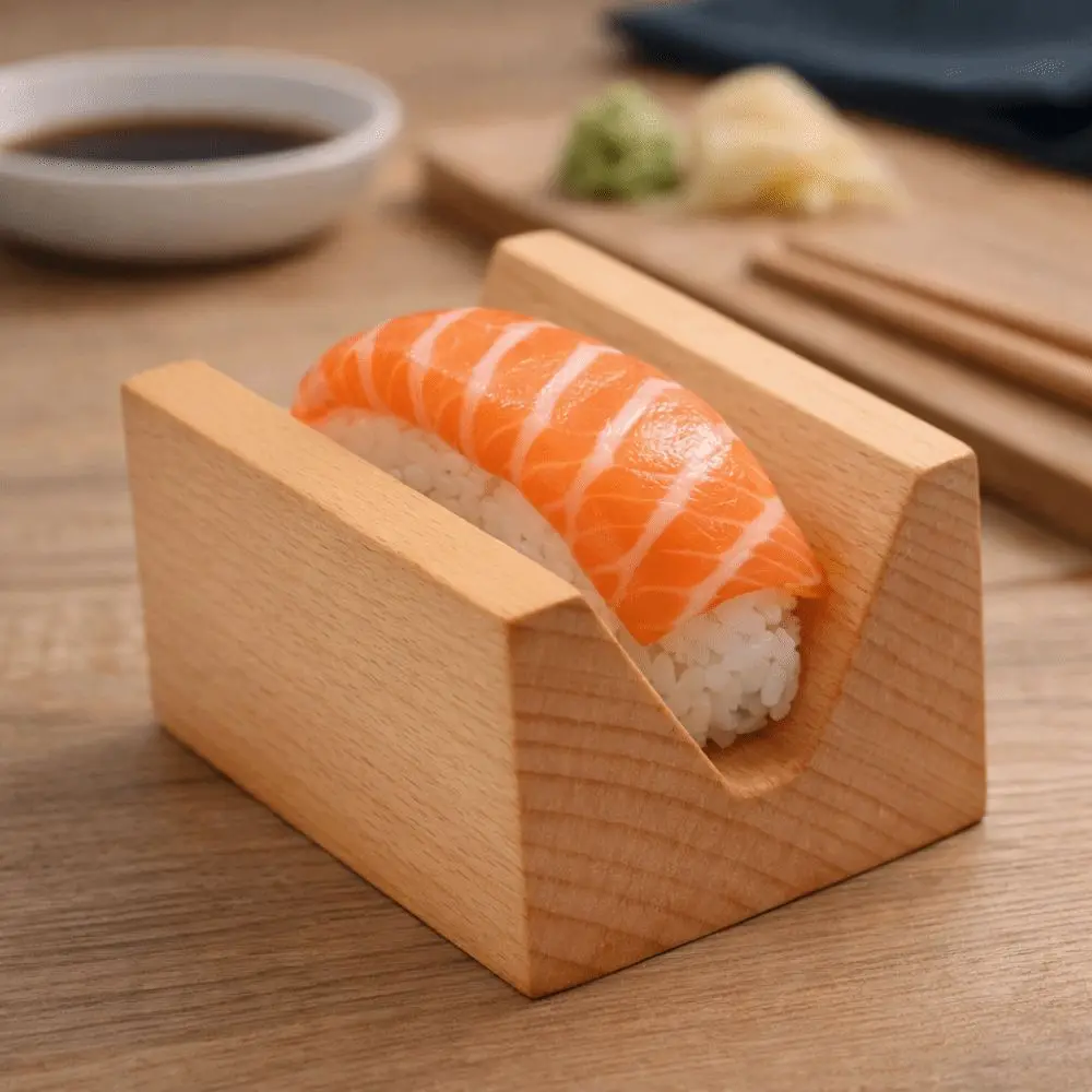Food Serving Stand V-shaped Wooden Sushi Rack Japanese Style Handmade Sushi Holder Sturdy Urchin Holder Kitchen