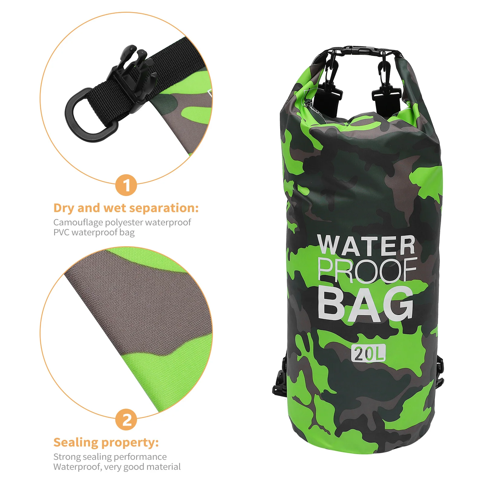 1 قطعة حقيبة دلو PVC مقاومة للماء سعة كبيرة حقيبة التخزين الجافة السباحة العائمة الشاطئ التخييم في الهواء الطلق حزمة مقاومة للماء