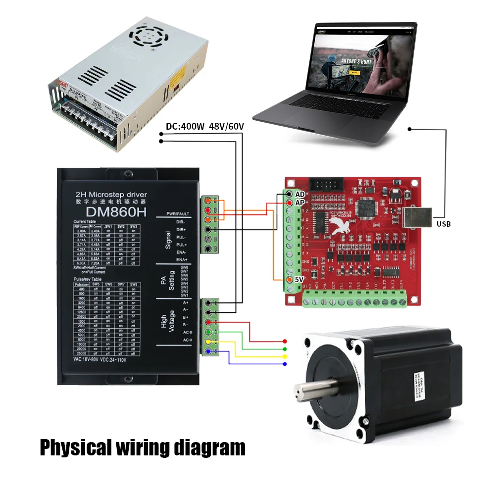 Nema34 stepper motor 86 flange 12Nm stepper motor 14mm with 5mm key + DM860H 2phase Microstep driver VAC 18-80V VDC 24-110V