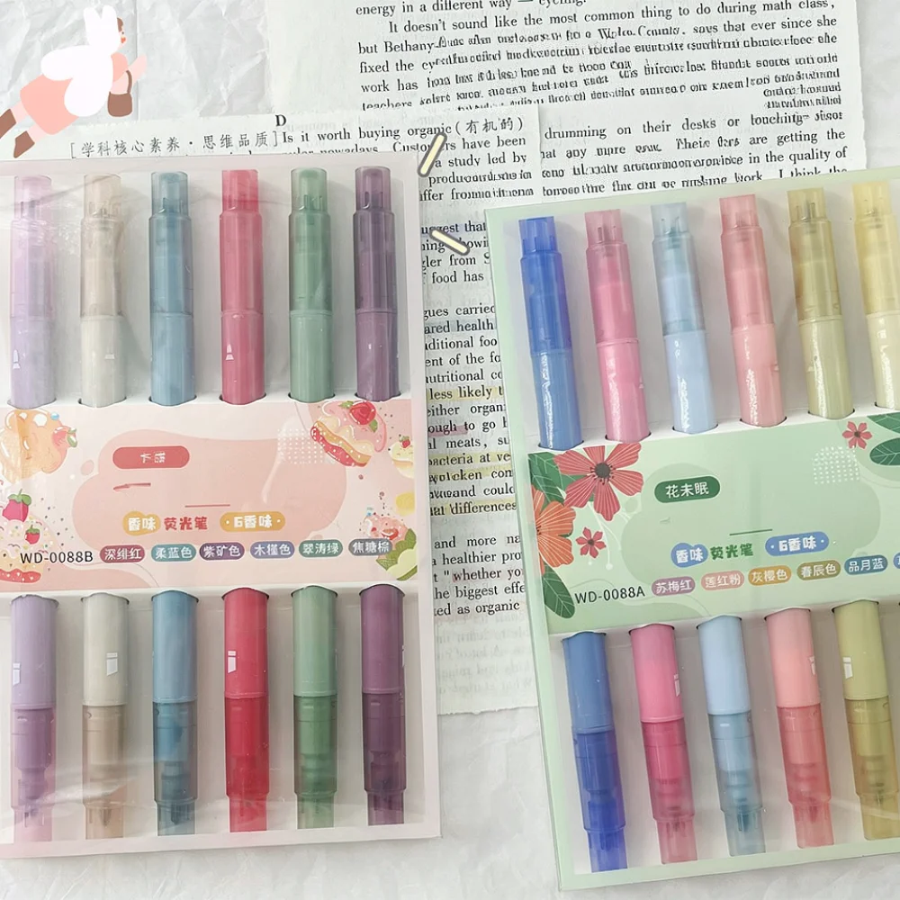 Double Ended Pastel Scented Highlighter Marker Pen Soft Tip Aesthetic Stationery For Students Journaling Office School Supplies