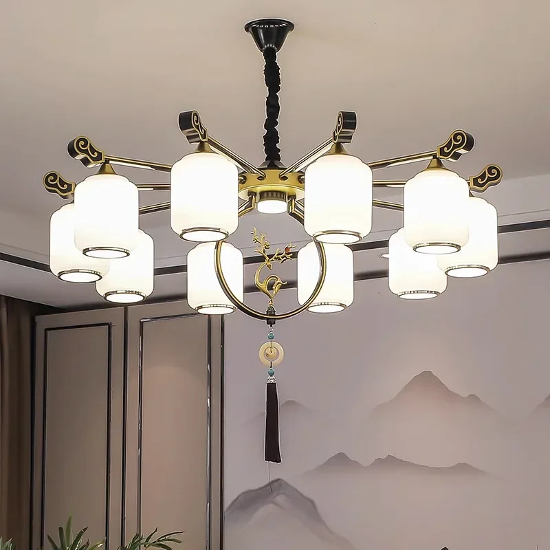 

2024 new new Chinese style living room chandelier bedroom Chinese style restaurant hotel box with spotlights Zhongshan