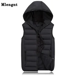 2021 New Spring Autumn Sleeveless Jacket for Men Fashion Warm Hooded Male Winter Vest Light Plus Size Mens Work Vests Waistcoat