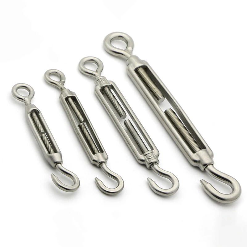 1PCS M4-M8 304 Stainless Steel Turnbuckle Wire Rope Tensioner Hook & Eye Turnbuckle Bolt Hook Rigging Eye Screw Adjustable