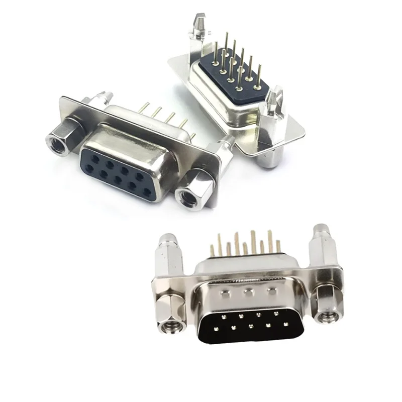 10PCS/5pairs DP9 Harpoon Straight Pin Male Female Plug D-SUB PCB Mounting Connector Black Adhesive Serial Port Socket