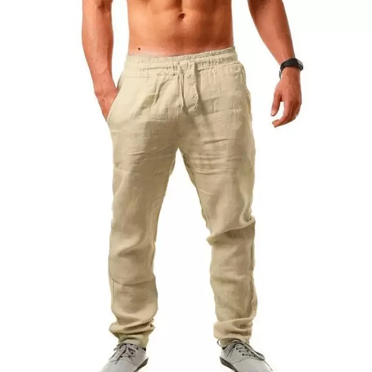 Calças Esportivas Casuais Masculinas de Verão 2026 em Algodão e Linho Respirável Estilo Hip Hop