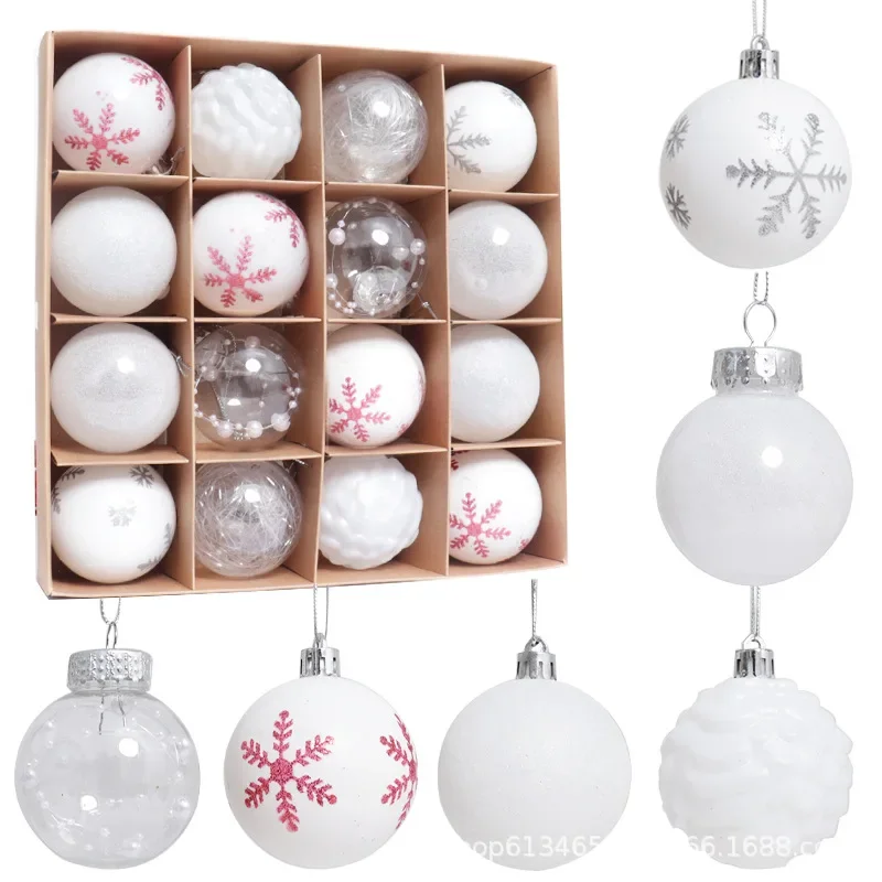 16pcs 6cm Christmas Ball Ornaments Pink special-shaped Christmas Tree Party Decoration New Year Christmas Spheres Pendant 2024