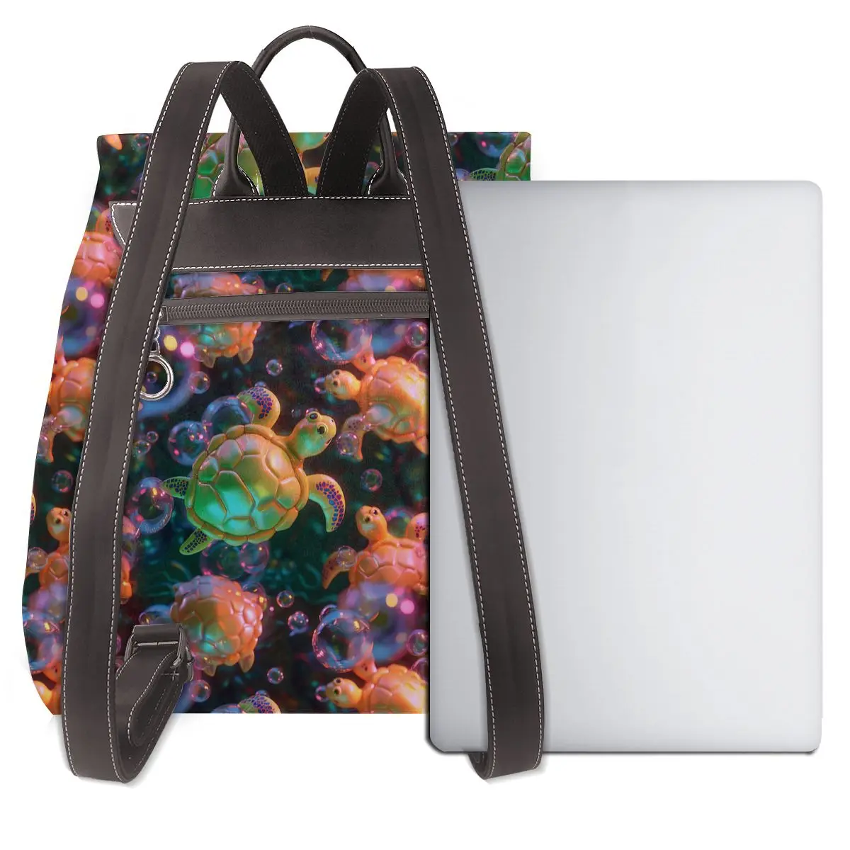 거북이 거품 반짝 이는 3D 패턴 새로운 핫 여성 배낭 디자이너 고품질 가죽 간단한 패션 대용량 배낭