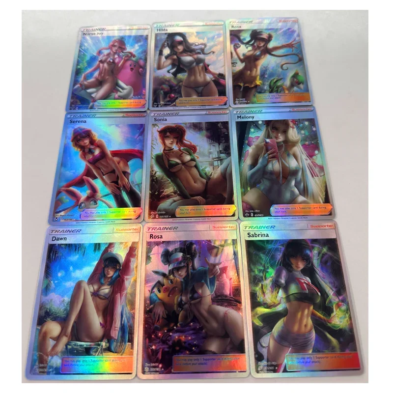 9 قطعة/مجموعة أنيمي بوكيمون لتقوم بها بنفسك ACG ألعاب الأولاد اللعب تحصيل بطاقات هدايا عيد الميلاد عيد الميلاد سينثيا سيرينا روزا توكو KL 9 قطعة/مجموعة