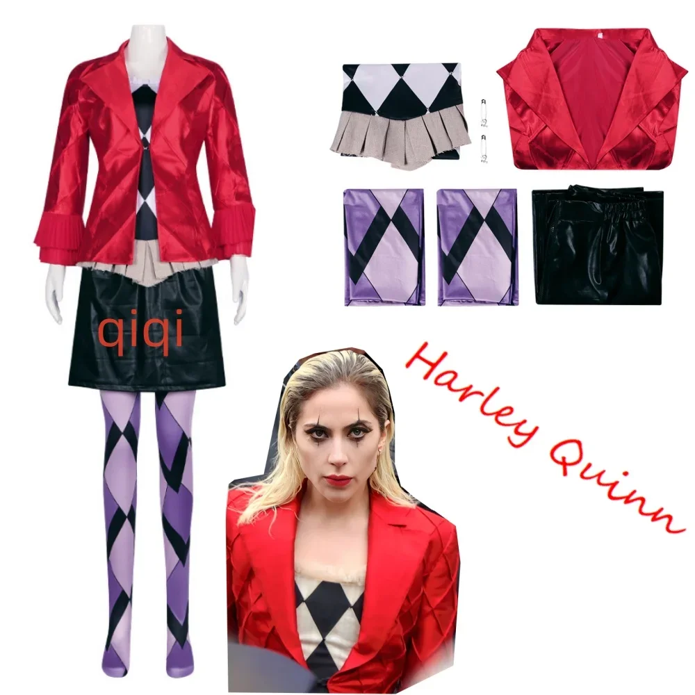 

Костюм для косплея супергероя Харли, 2 костюма по мотивам фильма джокер, Леди Гага, полный комплект, костюмы на Хэллоуин, карнавал, Необычные костюмы для взрослых женщин