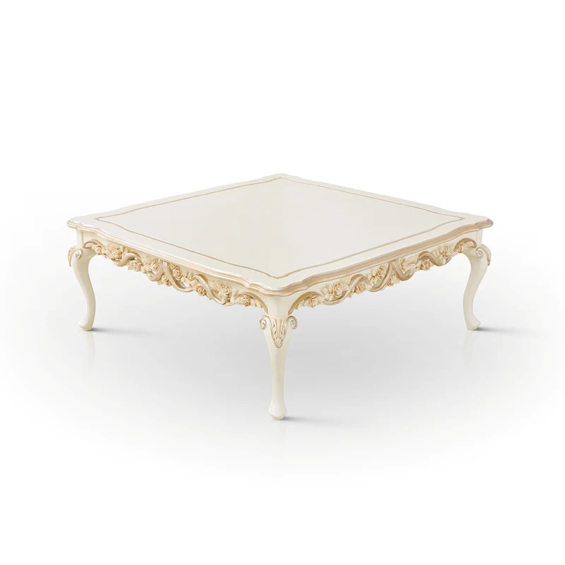 

High-quality Italian luxury classical furniture European living room antique solid wood coffee table set