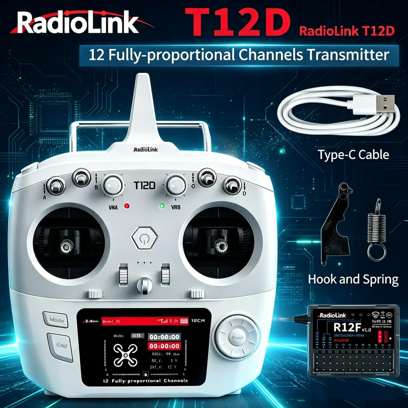 Radiolink T12D ELRS 12-Channel Transmitter Receiver R12F External Module 2.4GHz Remote Control for Drone Airplane Car Boat