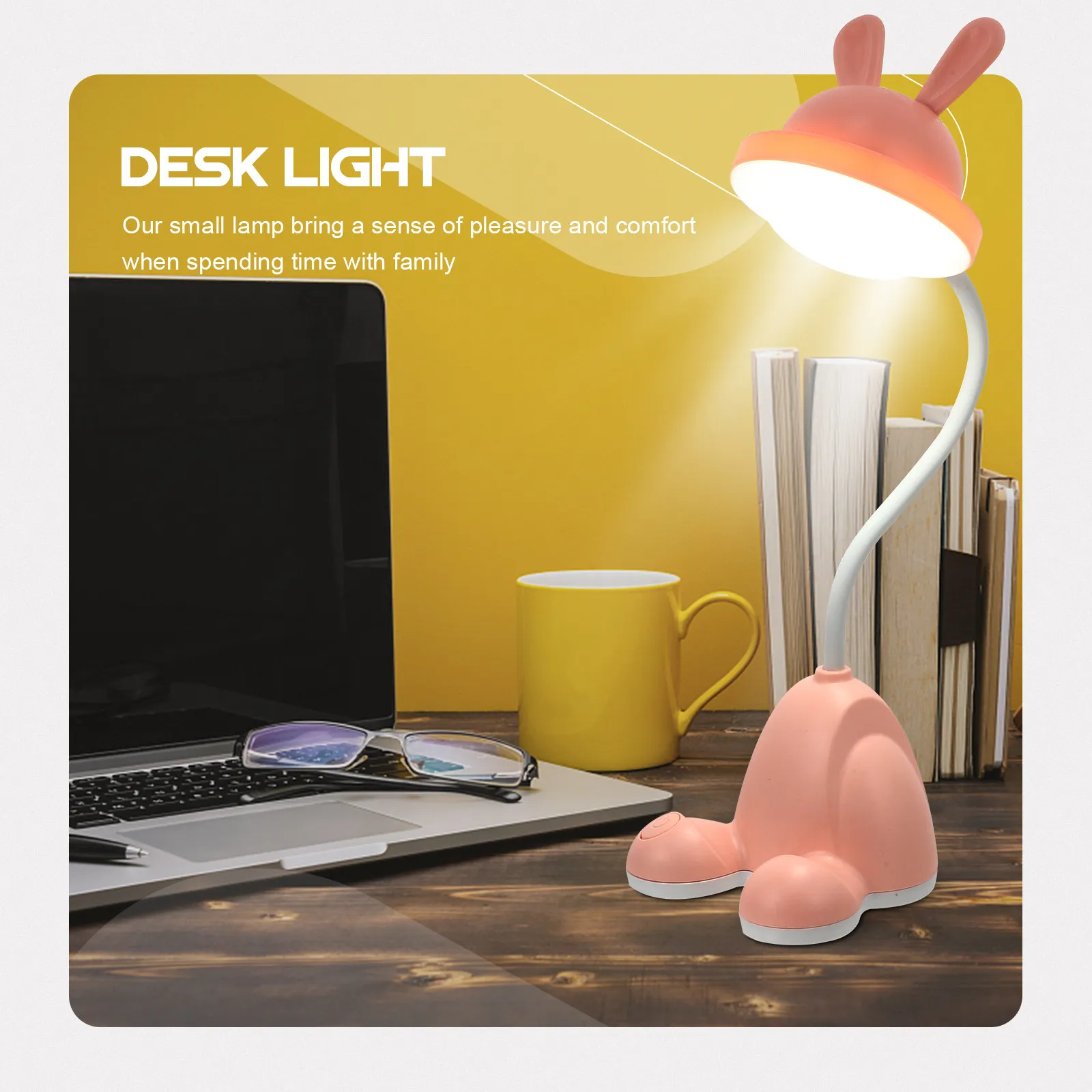 1Set Cartoon Desktop Lamp Eye-Caring Study Reading Light Dorm Bedside Mobile Phone Holder Multi-Function Table Lamp