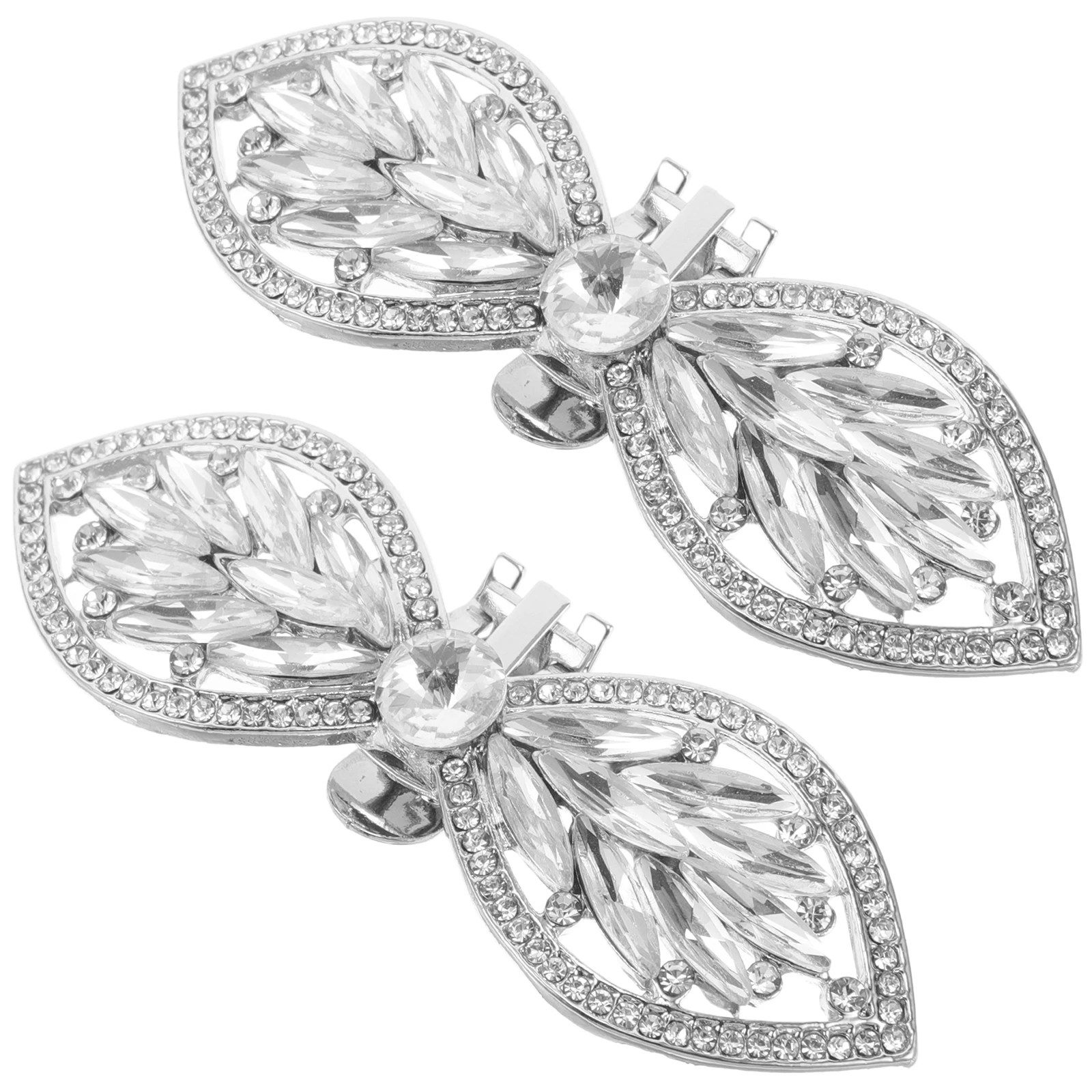 

2 Pcs Detachable Buckle Accessories Rhinestone Bow Clip Silver Charms Bling Clip on Decorative Buckle Shoe Accessories Clips