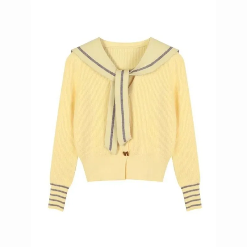 Otoño/Invierno para mujer, nueva moda, suéter de punto, cárdigan, chal y pantalones vaqueros sueltos, conjunto de dos piezas, pantalones vaqueros legant coreanos, conjunto a juego