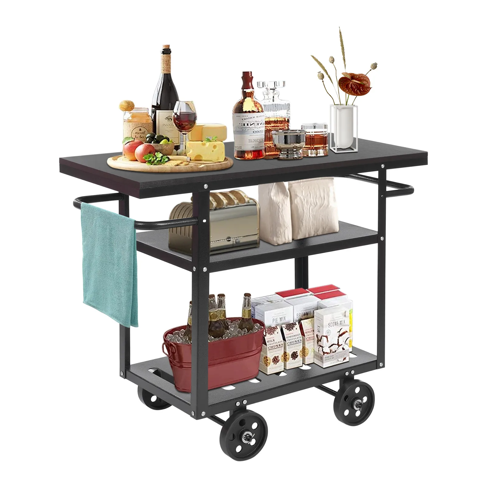 Carro rodante para isla de cocina, almacenamiento con ruedas, pequeño hogar, cafetería, soporte para microondas, mesa/gabinete