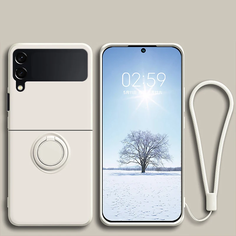 Luxuriöse Flüssigsilikon-Ringhalterung mit magnetischer Halterung für Samsung Galaxy Z Flip 3 4 5 6 7 8 Flip8 Flip7 5G Handyhülle – Detail 7