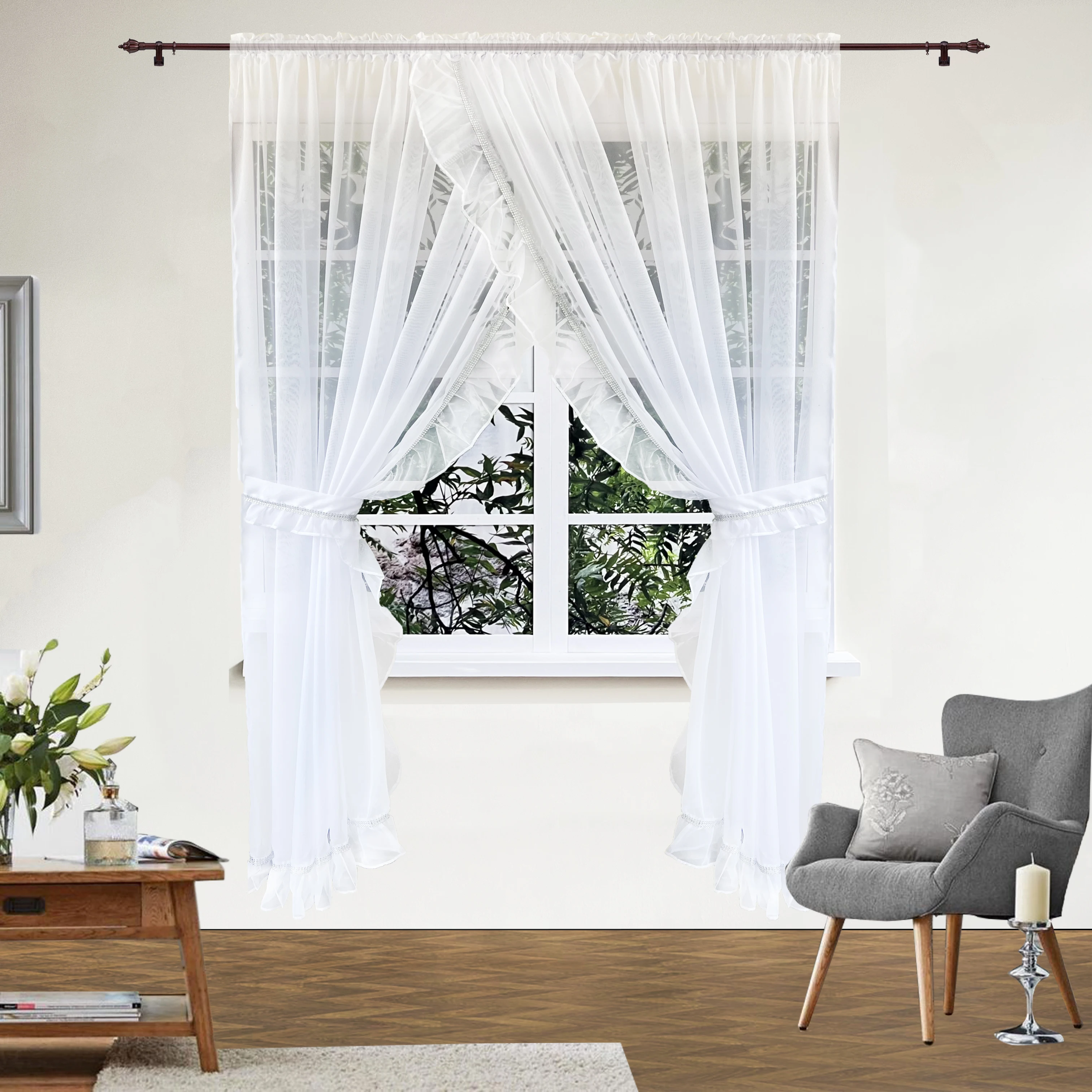 Flying Sheer Curtains, 2 Panel Semi Transparent Voile Rod Pocket Sheer Window Drapes for Living Room