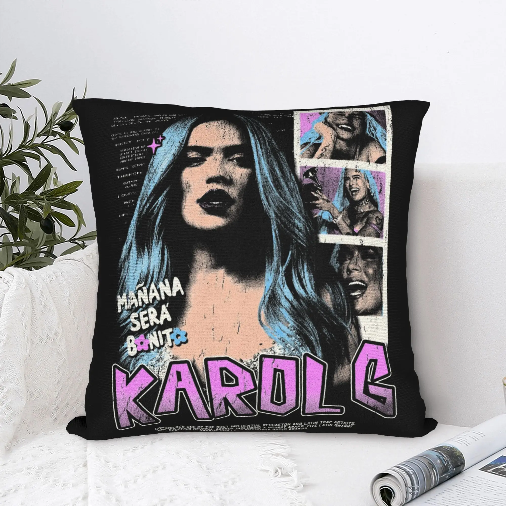 Karol G Pillowcase Printed Polyester Cushion Cover Gift  Pillow Case Cover Bed Square 40*40cm