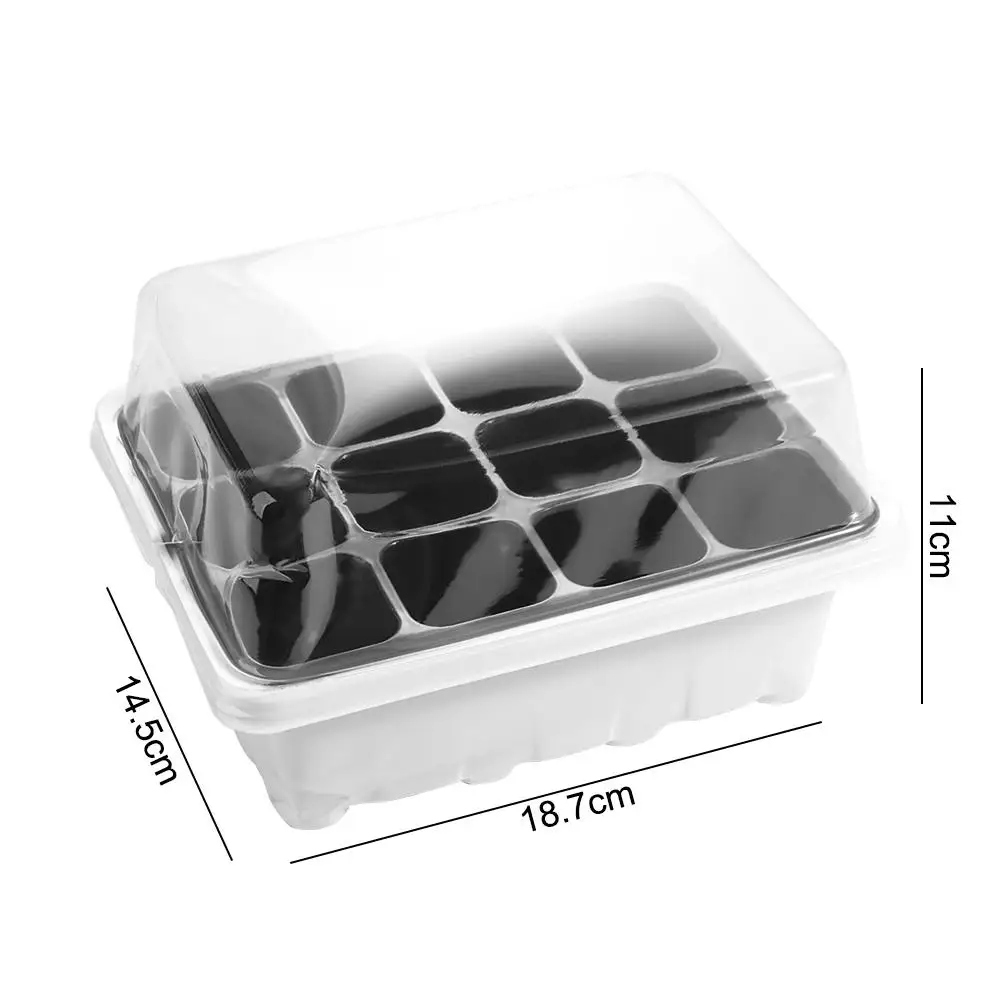 With Cover 12 Cells Seedling Trays White Square Portable Nursery Box Set Breathable Germination Box Greenhouse