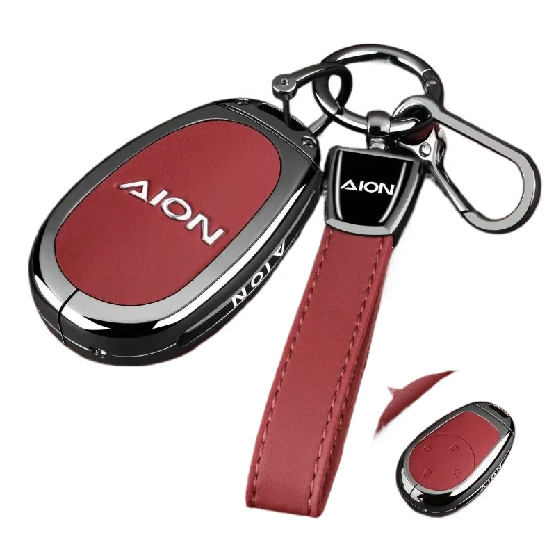 Zinc Alloy Key Fob Cover for GAC Aion V/Y Plus/S Plus/RT/U/Y/i60 - Trumpchi Heavy Duty Metal Protective Case Shell with Keychain