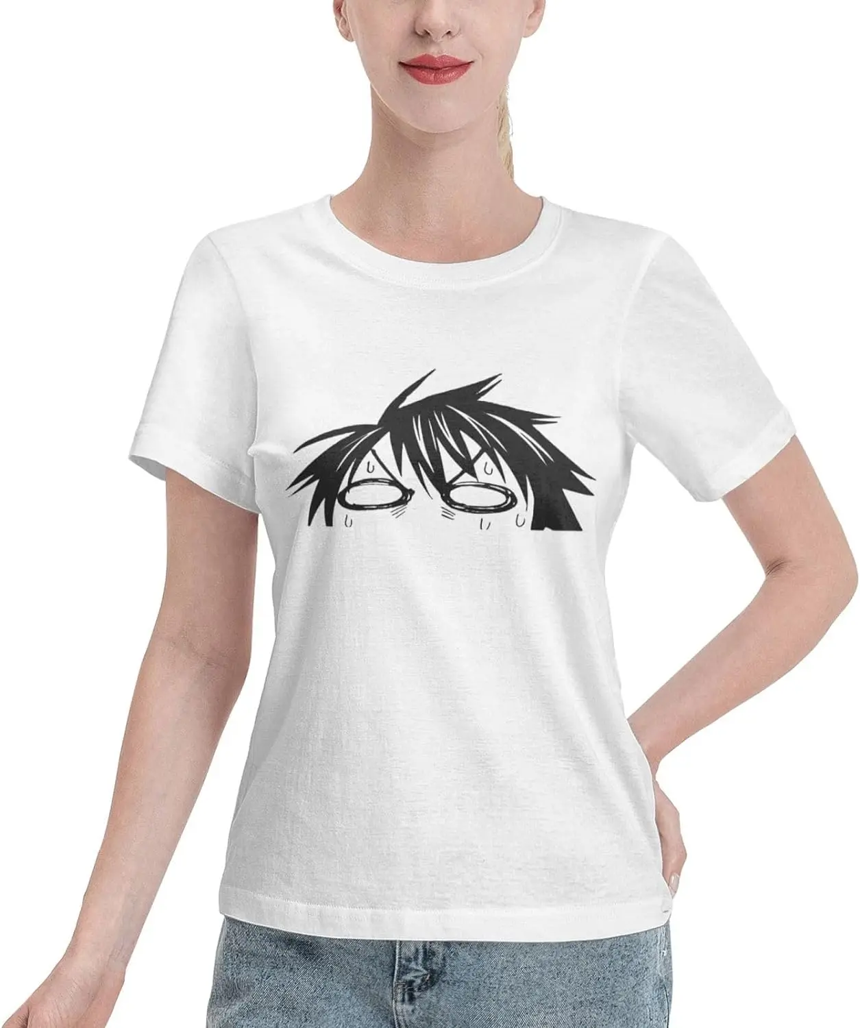 

Anime T Shirt Womens Summer Cotton Tee Round Neck Tops Casual Short Sleeve Shirts