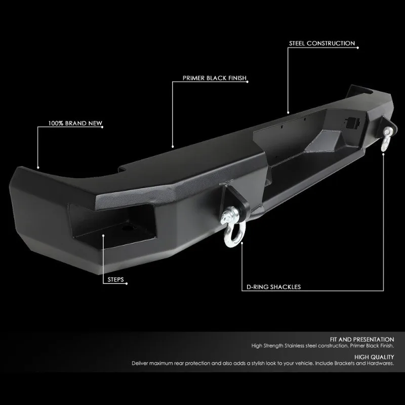 US FOR 2007 2008 2009 2010 2011 2012 2013 TOYOTA TUNDRA HEAVY DUTY STEEL REAR STEP BUMPER FACE BAR W/D-RINGS