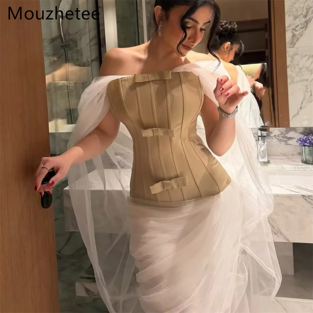 

Mouzhetee Elegant Mermaid Off The Shoulder Bow Evening Dresses Formal Party Gowns for Women Simple Prom Gown Customized 2026