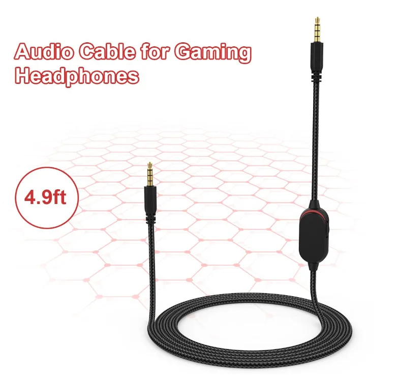Hochwertiges Audiokabel für Alienware AW510H AW310H AW920H Headset 3,5mm auf 3,5mm Stecker Geflochtenes Kabel/Tuning-/Mute-Kabel – Detail 5