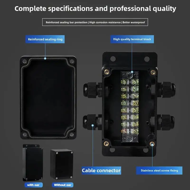 Waterproof Junction Box With Terminal Plastic Outdoor Cable Wiring Box Rainproof Electrical Enclosure For Monitor Power Supply
