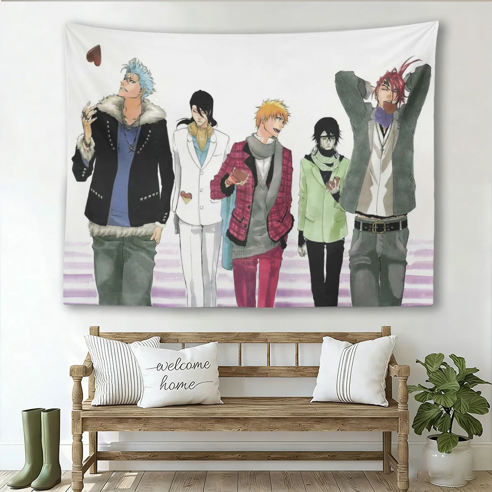 Bleach Ichigo K-Kurosaki & Characters Tapestry, Casual Modern Style Wall Hanging Polyester Backdrop for Bedroom Otaku Room Decor