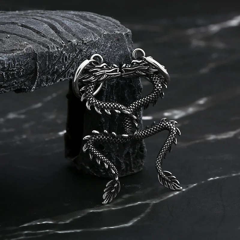 Punk Rock Eardrop 2024 New 316L Stainless Steel 3D Dragon Earring Fashion Jewelry Animal For Mn Women