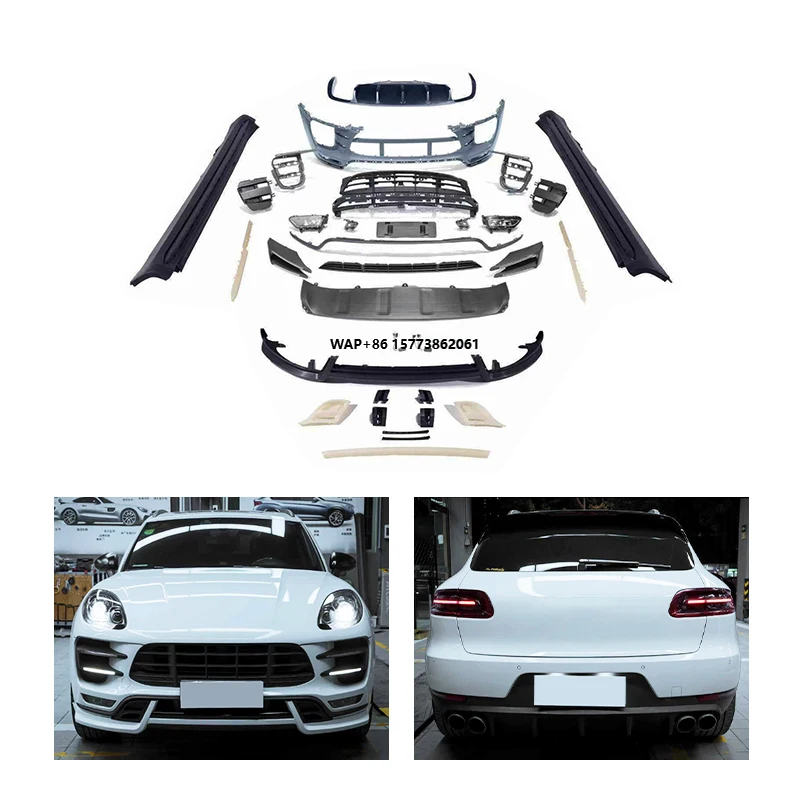 

2014-2017 Car Modification Upgrade Turbo+TKT Front Bumper and Rear Bumper Surround Modification Body Kit for Macan 95B. 1