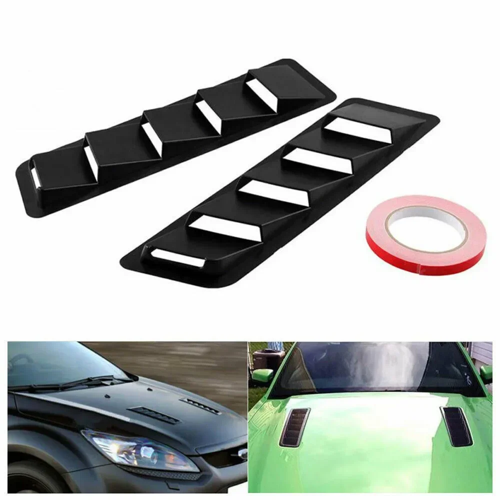 

Fits 17X5 Inch Universal Hood Vent Louver Air Cooling Panel Trim Set Black ABS