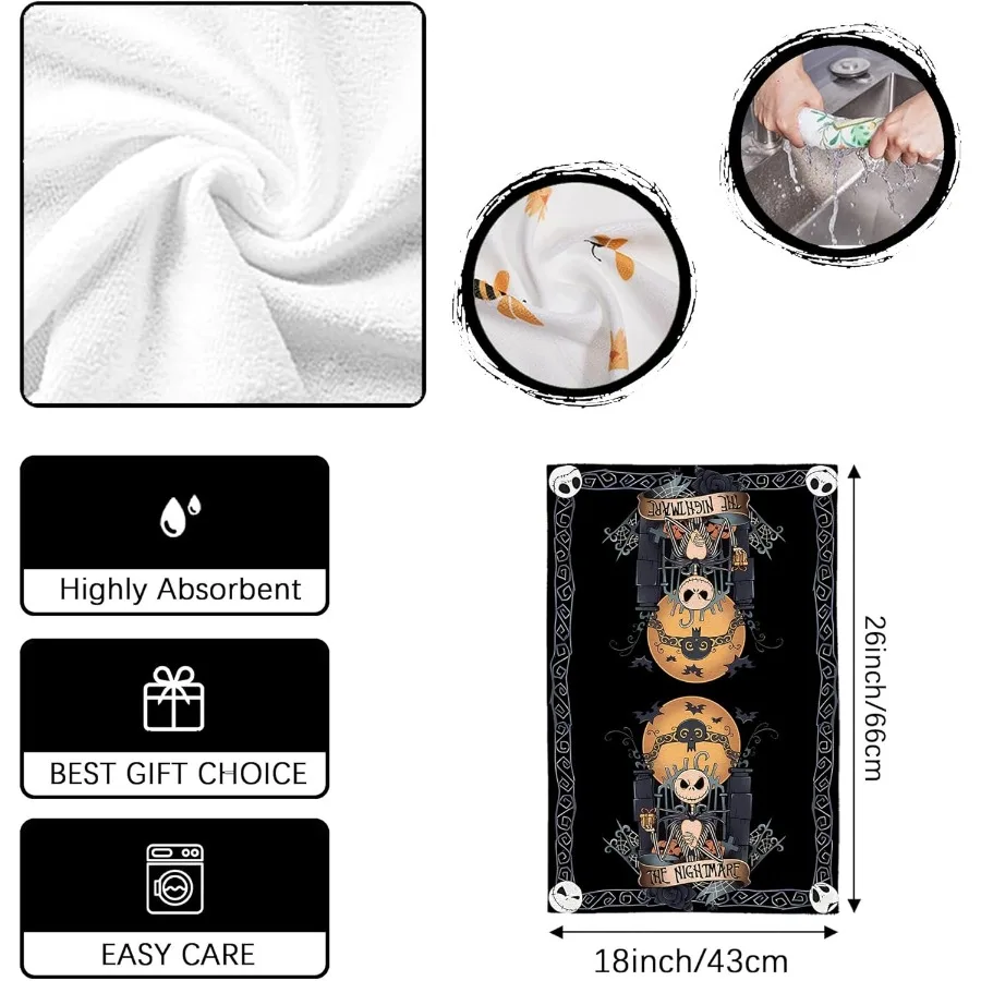 مناشف المطبخ للهالوين، مناشف الأطباق، ديكور قوطي، يوم الموتى، زينة الهالوين للحفلات المنزلية