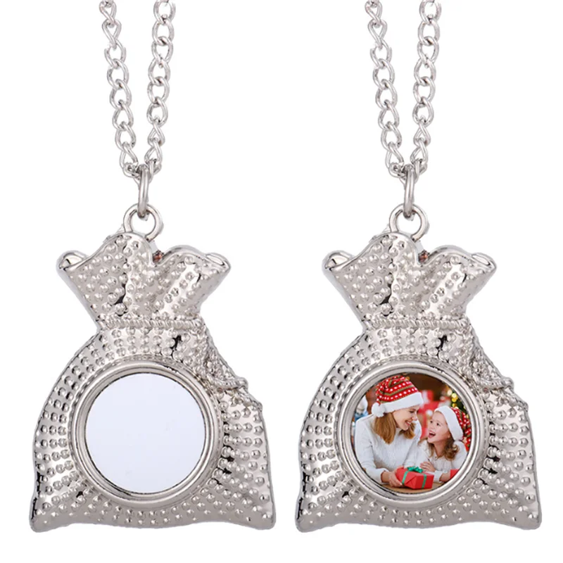 

10pcs Free shipping new product Blank sublimation Metal Christmas gift pendant necklace heat transfer blank material DIY