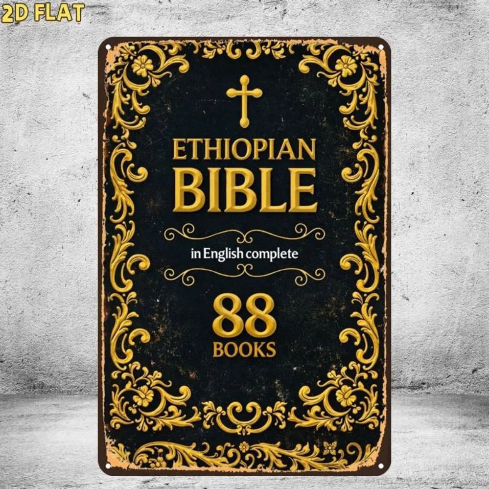 Ethiopian Bible 88 Books Vintage Metal Tin Sign Pre-Drilled Wall Art for Indoor Garden Bathroom Decor