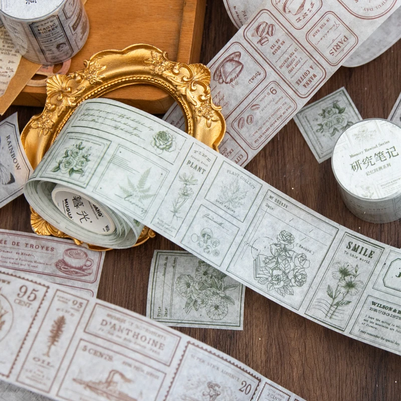 50mm*2m English Theme Aesthetic Stationery Tapes Junk Journal Scrapbooking Supplies Label Sticker Planner Art Craft Masking Tape