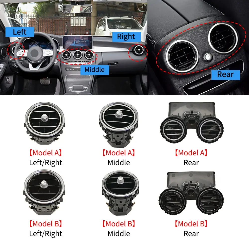 Car Front Rear Console Central Air Conditioner AC Vent Grille For Mercedes Benz C GLC Class W205 W253 C180 C200 GLC260 GLC300