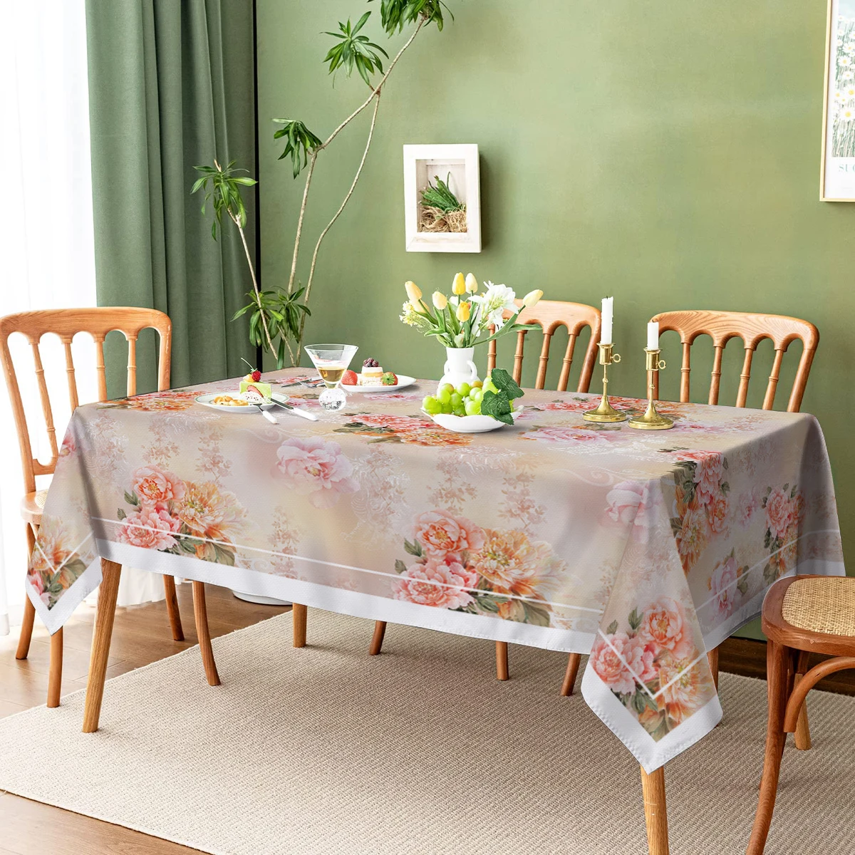 Mantel Rectangular impermeable con estampado de flores y ramas, decoración para el hogar, fiesta, cocina, sala de estar, paño Protector de mesa