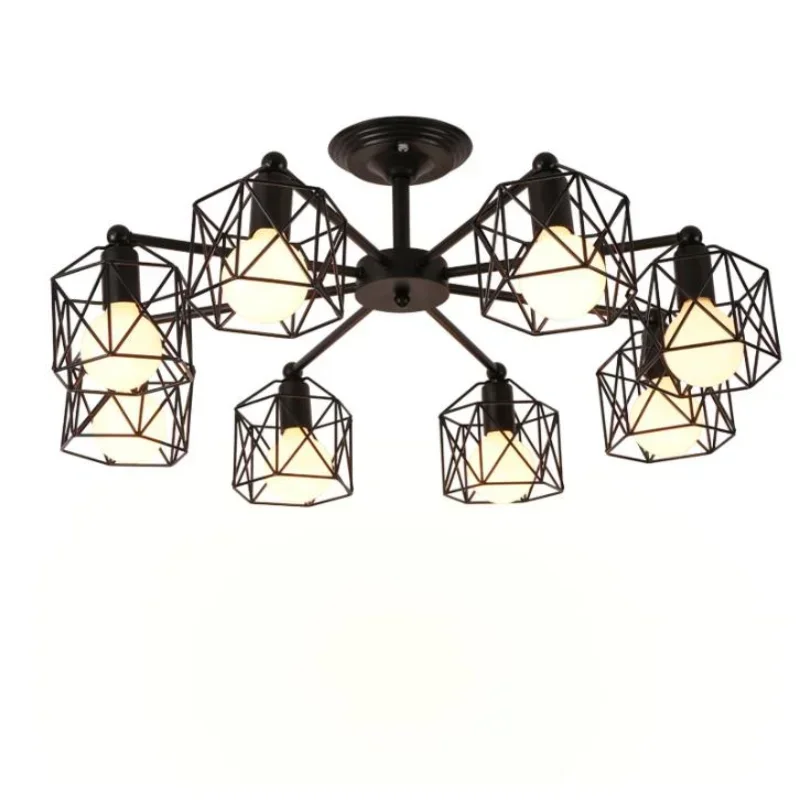 

Vintage Chandeliers Multiple Rod Wrought Iron Ceiling Lamp E27 Bulb Living Room Lamparas for Home Lighting Fixtures