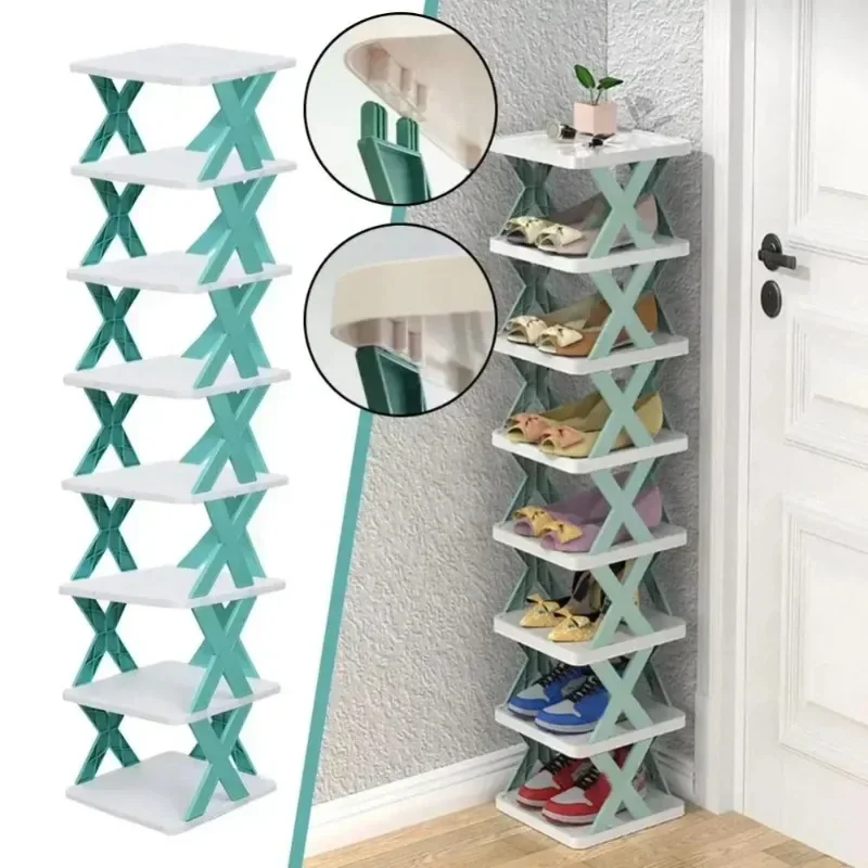 Removable shoe storage organizer, home shelf, multi-layer, simple, colorful cabinet Narrow gate folding Home storage shoe shelf