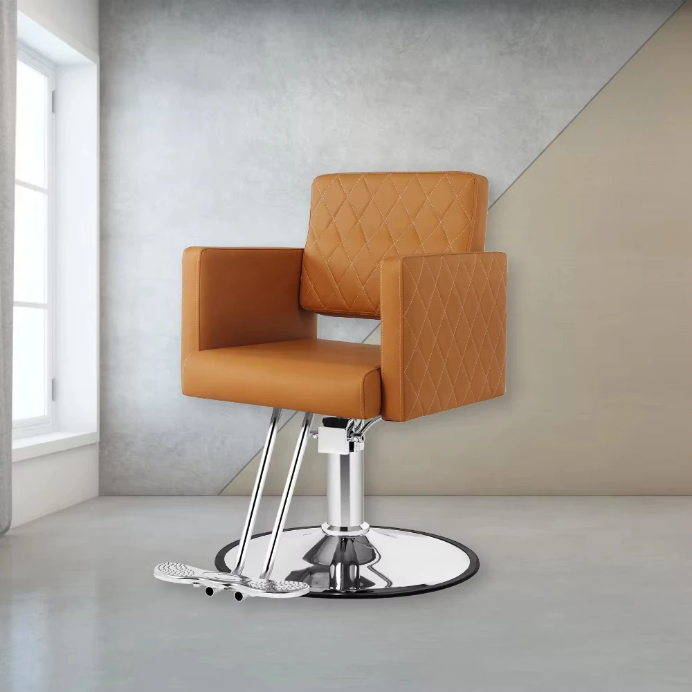 

Brown Hydraulic Barber Chair Hair Stylist Salon Chair 360 Swivel Reclining for Haircut Beauty Salon Equipment